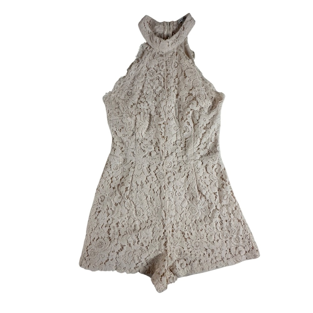 Charlotte Russe Lace Romper Womens Small Beige Halter Boho Cottagecore Festival